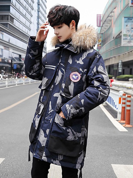 独领亿阁2022秋冬季藏蓝色棉服