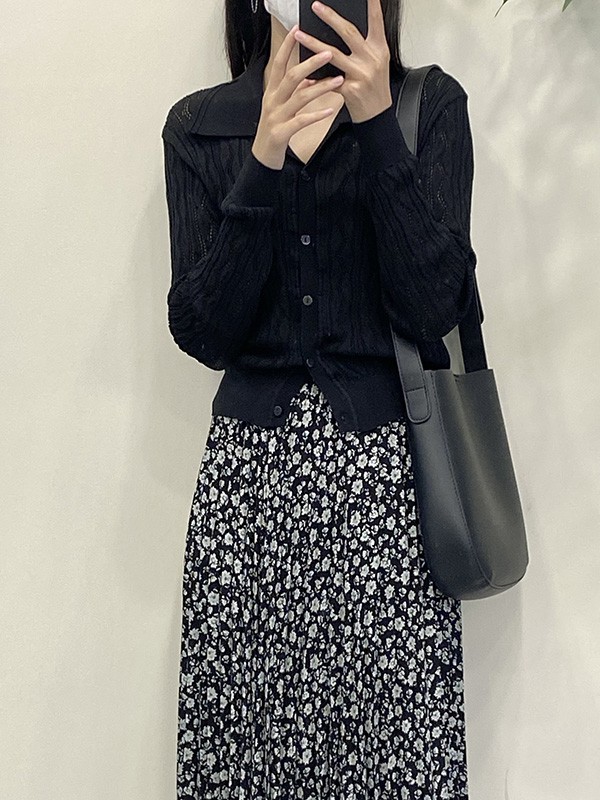 赫本家2022春夏季黑色半身裙