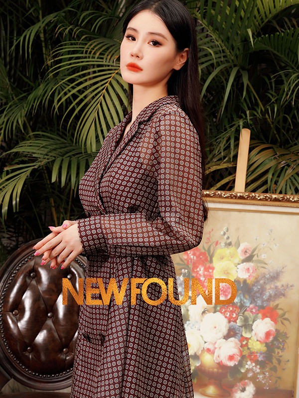 纽方2022秋冬季棕色连衣裙