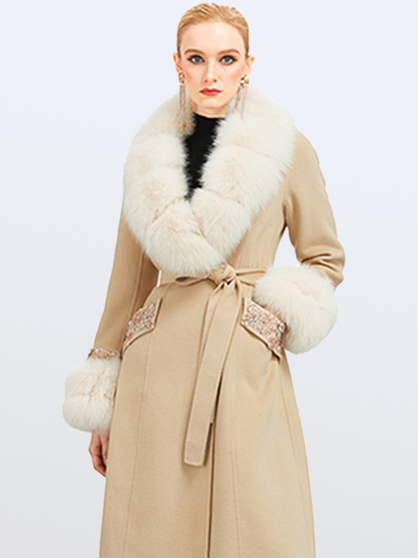 臻色调女装2022秋冬季卡其色大衣