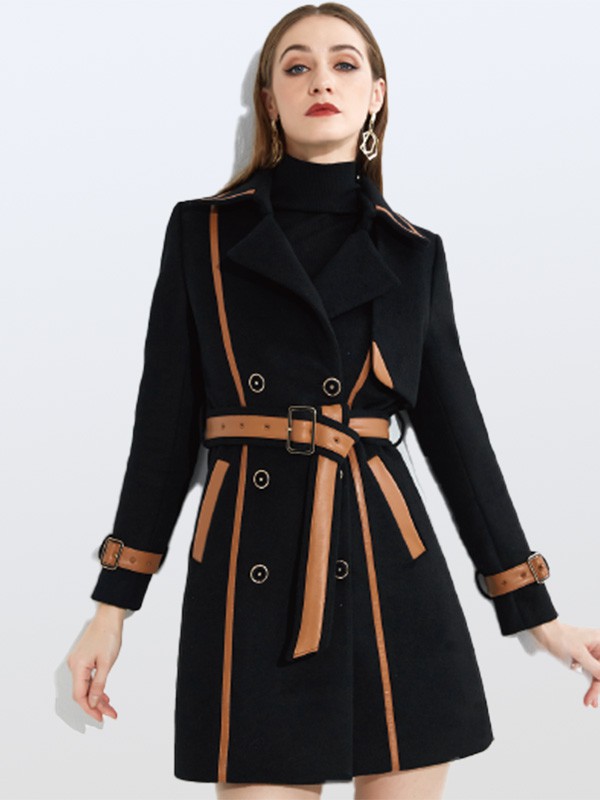 臻色调女装2022秋冬季黑色大衣