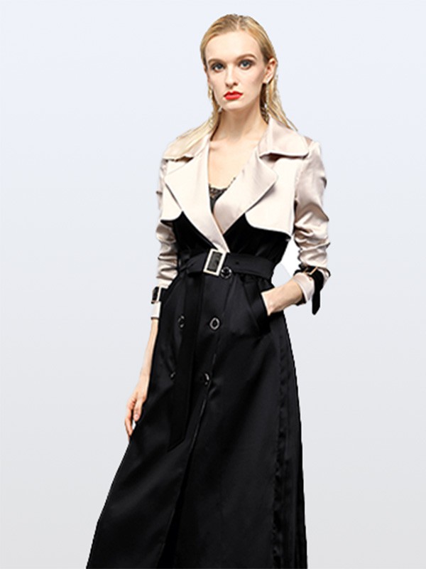 臻色调女装2022秋冬季拼色大衣