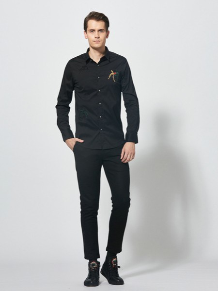 GFIVEXSIX男装2022秋冬季黑色衬衫