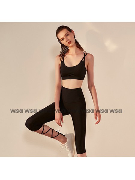 WISKII女装2022春夏季黑色运动型内衣
