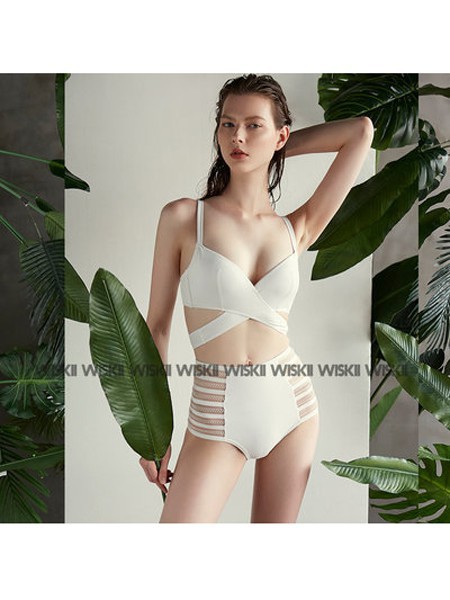 WISKII女装2022春夏季白色泳衣