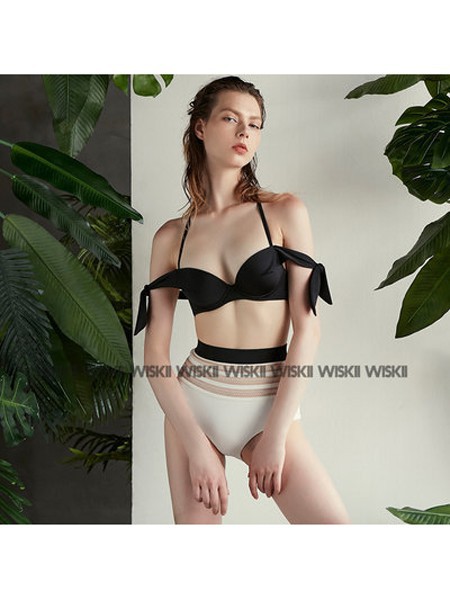 WISKII女装2022春夏季黑色泳衣