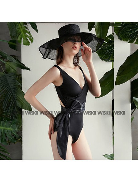WISKII女装2022春夏季黑色泳衣