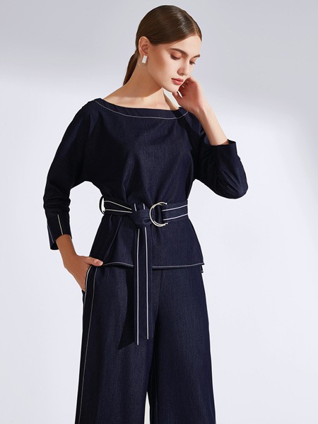 真斯贝尔女装2022秋冬季黑色阔腿裤