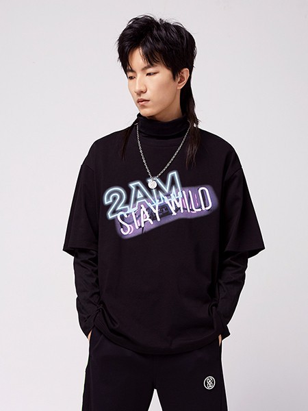 2AM男装2022春夏季黑色T恤