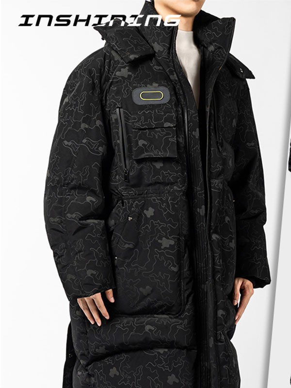 INSHINING男装2022秋冬季黑色棉服