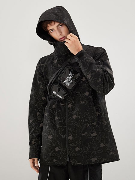 INSHINING男装2022秋冬季黑色外套