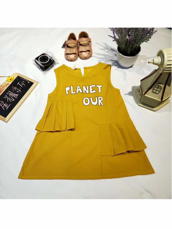 童童抢童装2022春夏季黄色连衣裙