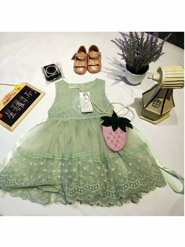 童童抢童装2022春夏季绿色连衣裙