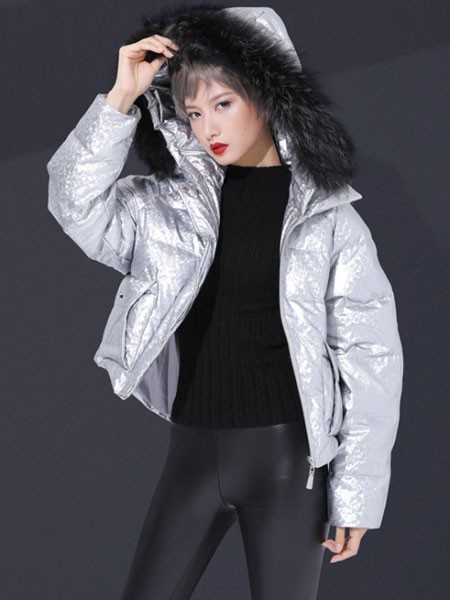 Candy&Ryan女装2022秋冬季银色棉服