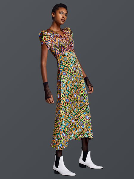 本杰明·曹女装2022春夏季绿色长裙