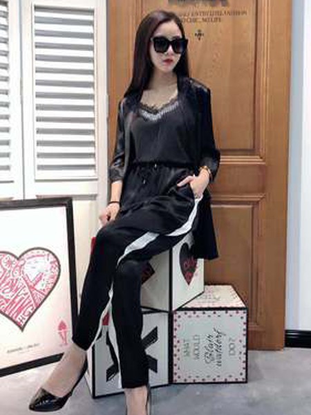 尚咪拉女装2022春夏季黑色长裤