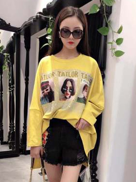 尚咪拉女装2022春夏季黄色T恤