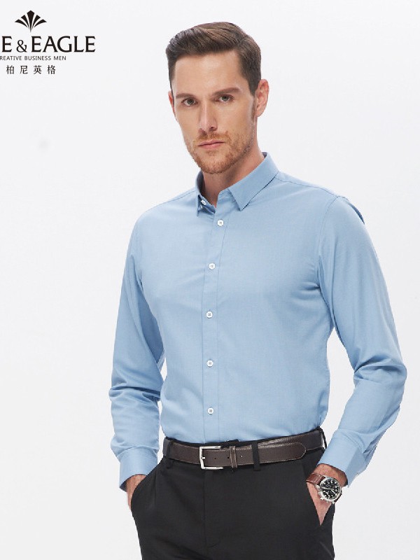 柏尼英格男装2022春夏季蓝色衬衫