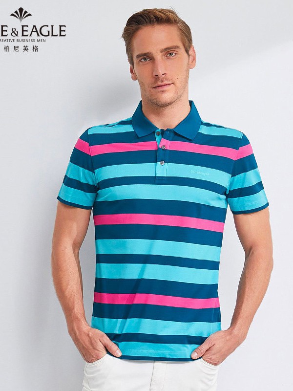 柏尼英格男装2022春夏季蓝色polo衫