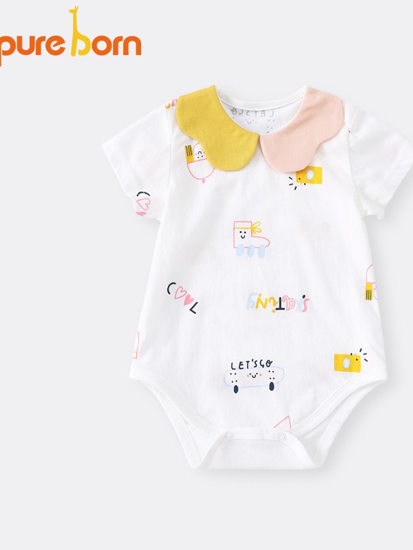 博睿恩童装2022春夏季白色连体衣