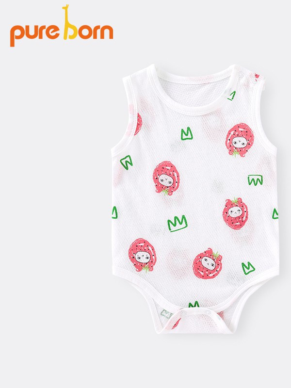 博睿恩童装2022春夏季白色连体衣