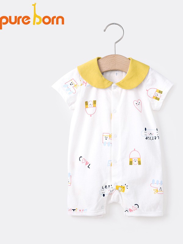 博睿恩童装2022春夏季白色连体衣