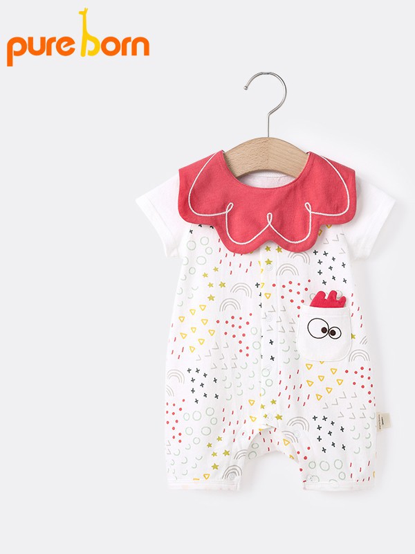 博睿恩童装2022春夏季白色连体衣