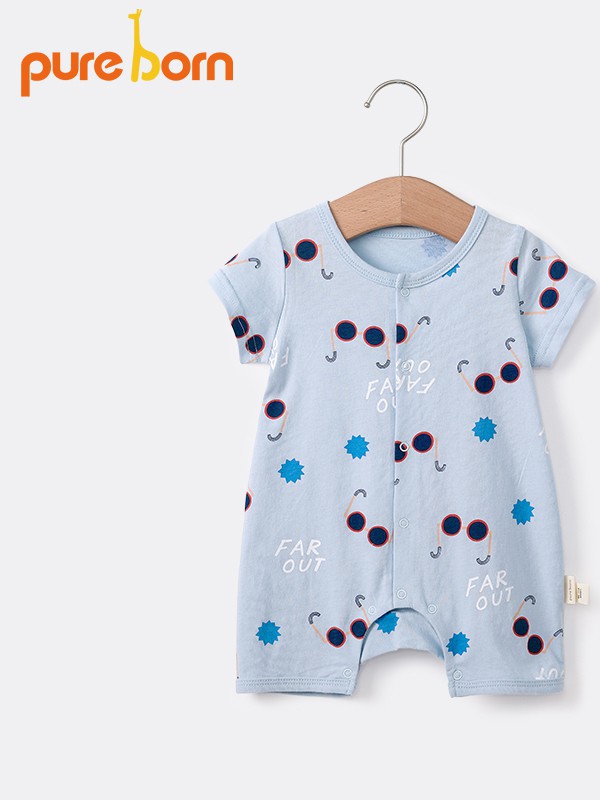 博睿恩童装2022春夏季蓝色连体衣