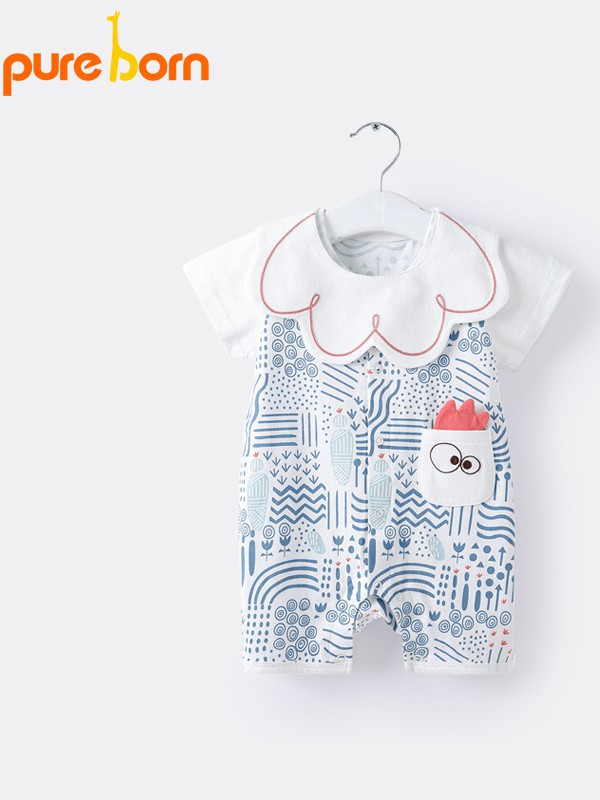 博睿恩童装2022春夏季蓝色连体衣