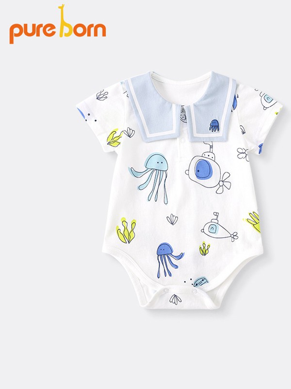 博睿恩童装2022春夏季白色连体衣