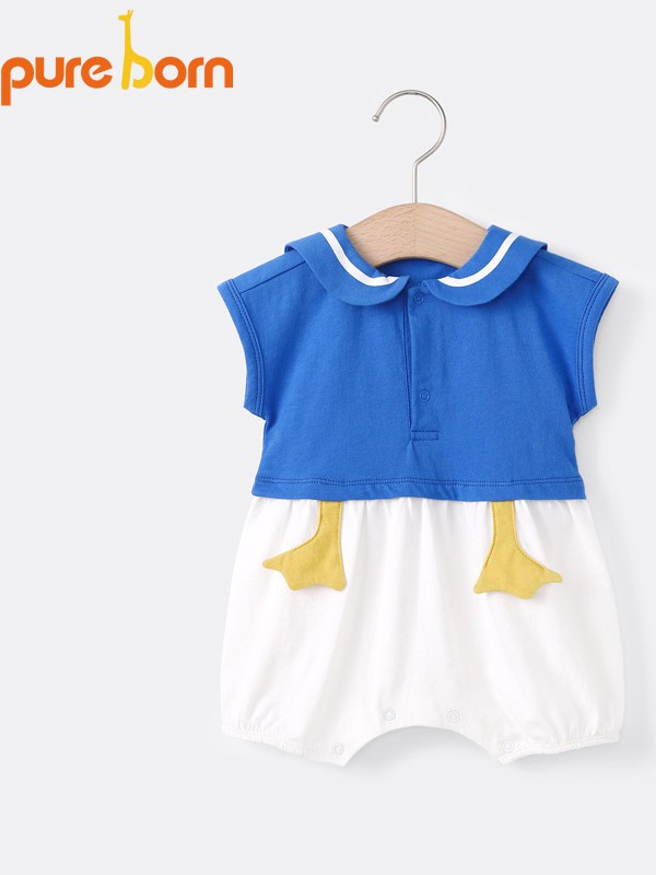 博睿恩童装2022春夏季拼色连体衣