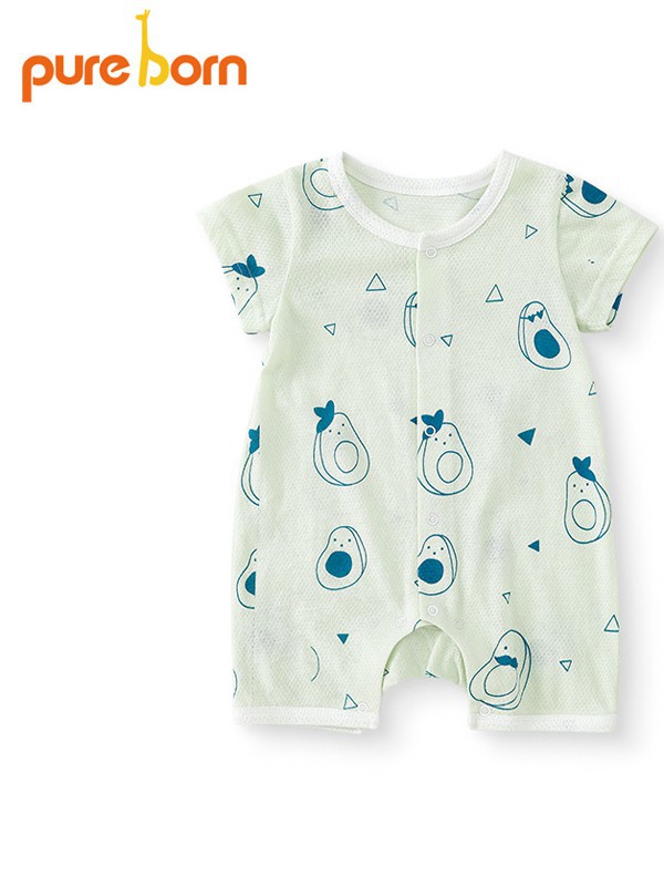 博睿恩童装2022春夏季绿色连体衣