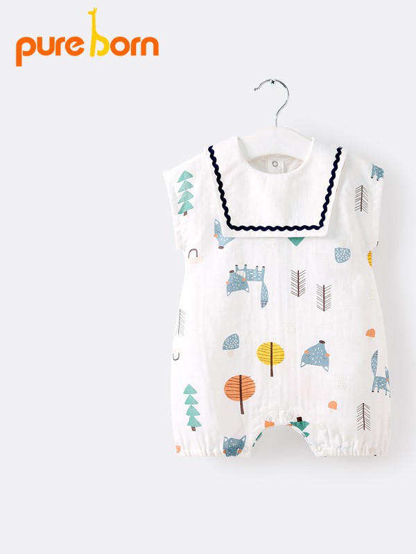 博睿恩童装2022春夏季白色连体衣