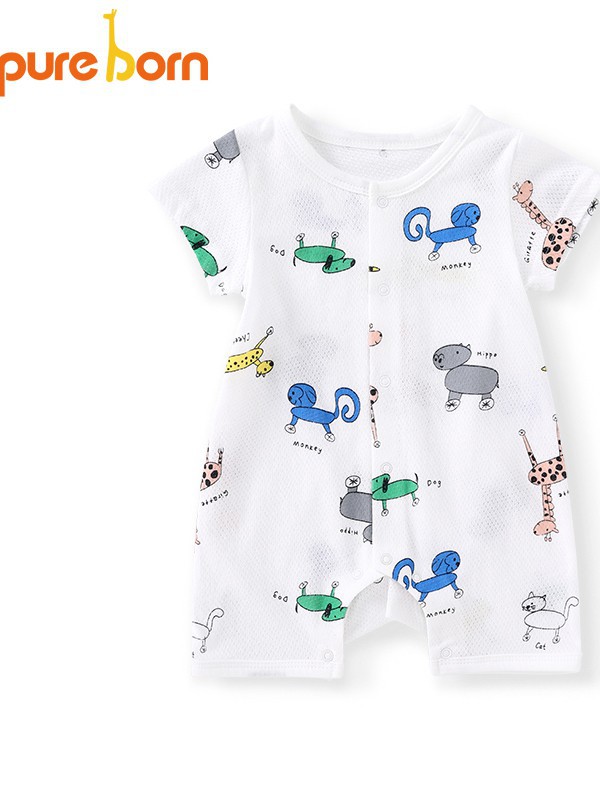 博睿恩童装2022春夏季白色连体衣