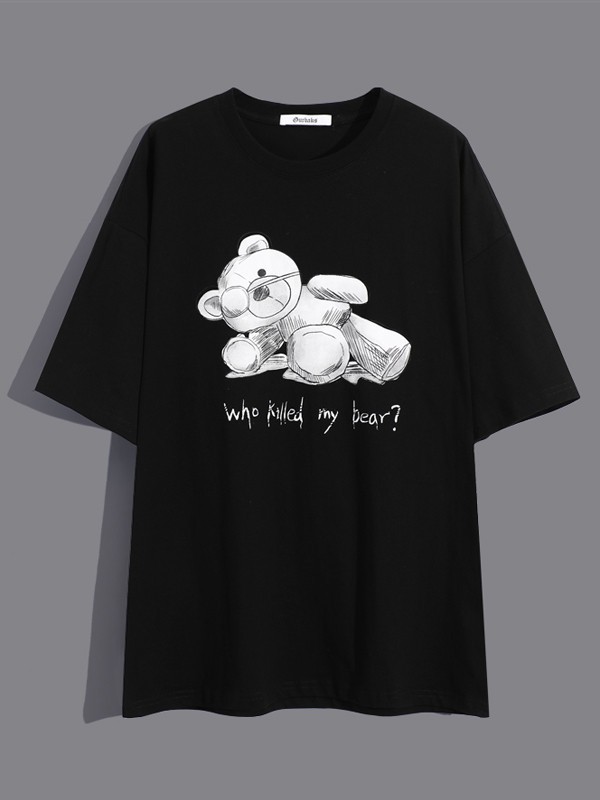 古克男装2022春夏季黑色T恤