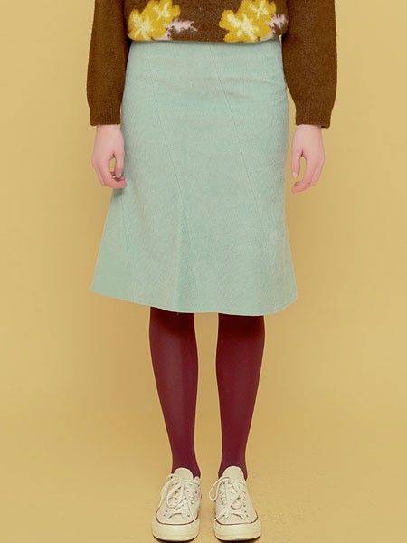 MargarinFingers女装2022秋冬季绿色半身裙