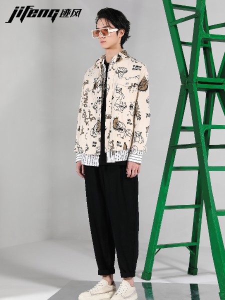 迹风男装2022春夏季白色衬衫