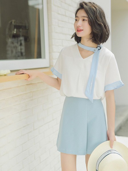 bccd休闲装2022春夏季蓝色短裤