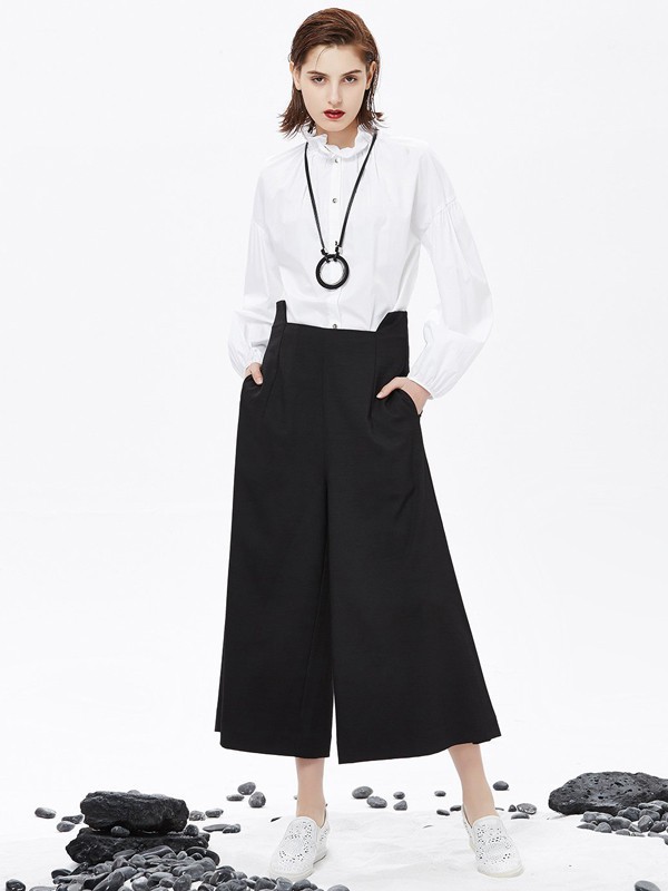 醉酷女装2022春夏季黑色阔腿裤