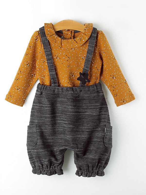 普丽蜜儿童装2022秋冬季黑色背带裤