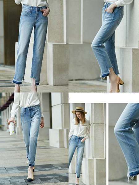 端木牛仔2022春夏季蓝色长裤