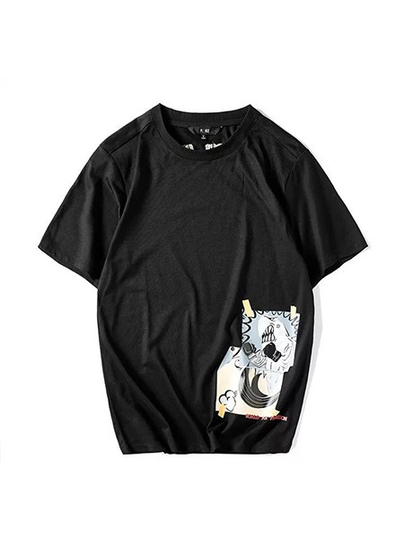 大鲲休闲装2022春夏季黑色T恤