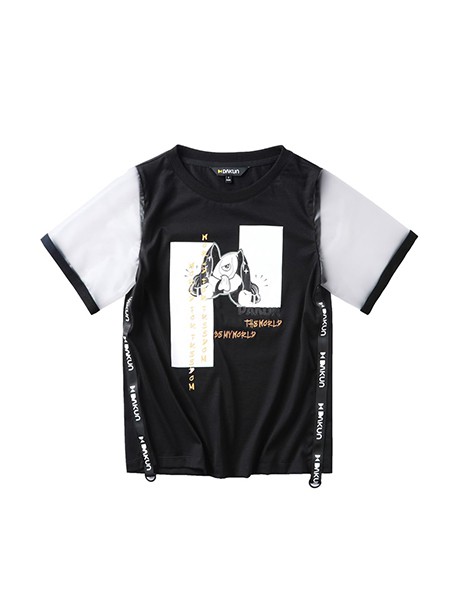 大鲲休闲装2022春夏季拼色T恤