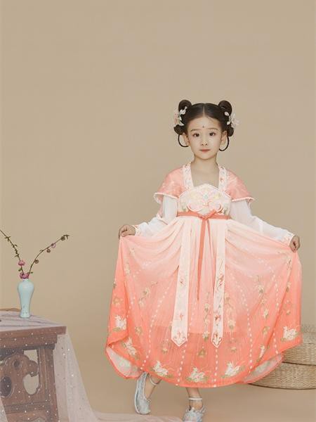 肩上云童装2022春夏季粉色连衣裙