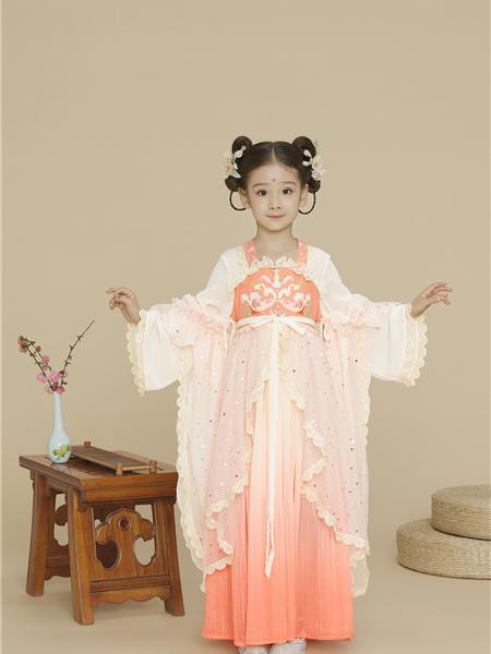 肩上云童装2022春夏季粉色连衣裙