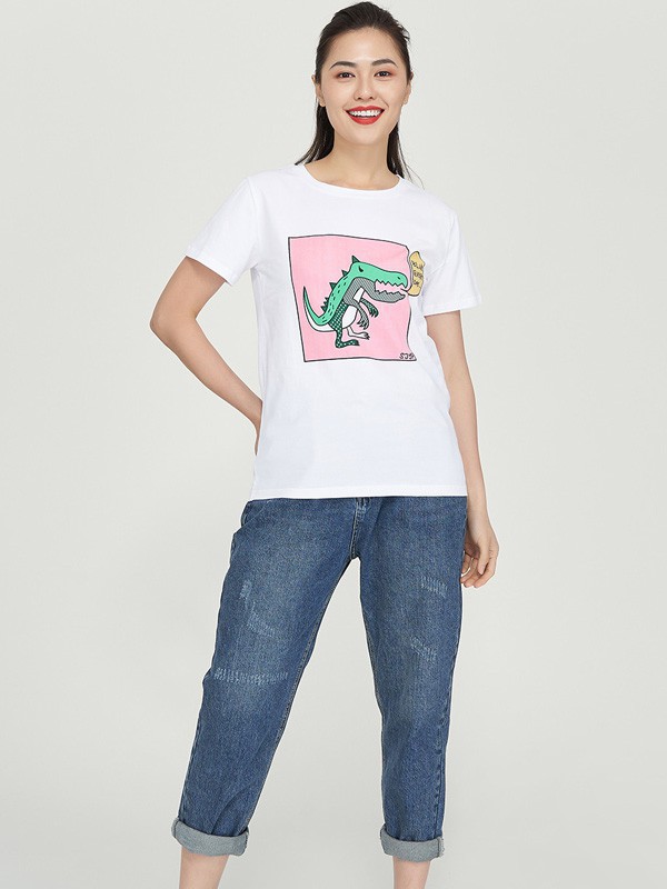 纽纳斯休闲装2022春夏季白色T恤