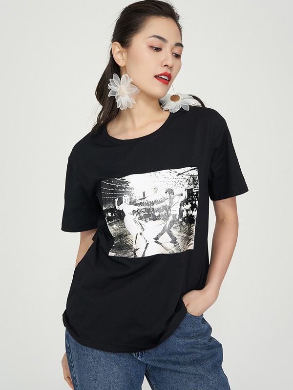 纽纳斯休闲装2022春夏季黑色T恤