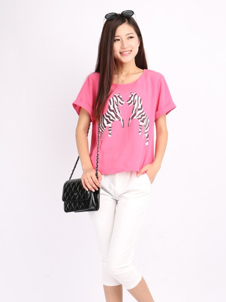 阿唯得女装2022春夏季粉色T恤
