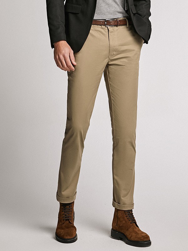 谱拉歌世男装2022春夏季卡其色长裤