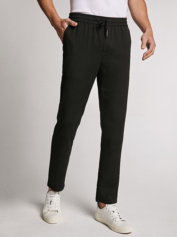 谱拉歌世男装2022春夏季黑色长裤